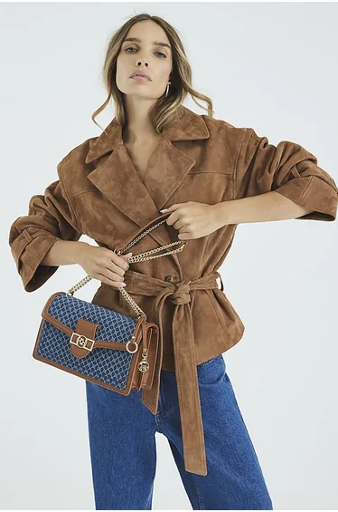 حقيبة كتف دينيم - أزرق