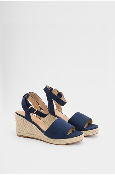 Wide Fit Rebekah Faux Suede Peep Toe Espadrille Wedge Sandals