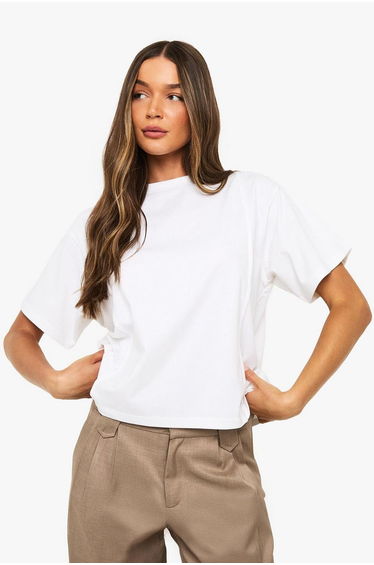 Double Seam Detail Oversized T-shirt - white