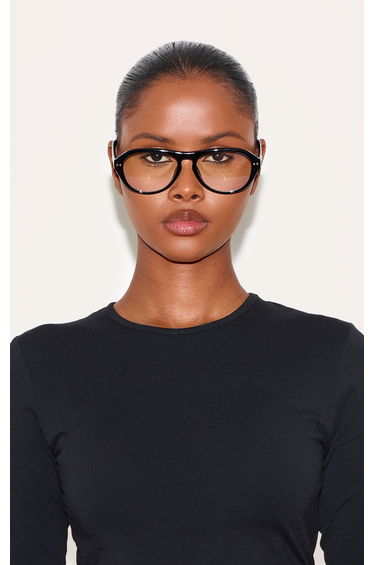 Black Round Aviator Blue Light Readers