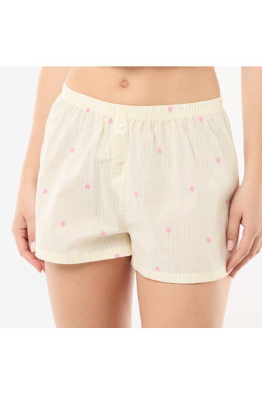 Striped All-Over Print Elasticated Shorts YELLOW