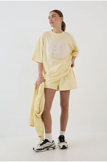 DSGN Studio Collegiate Applique Oversized T-Shirt - lemon