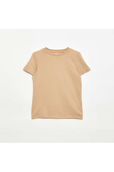 Basic plain jersey T-shirt Brown