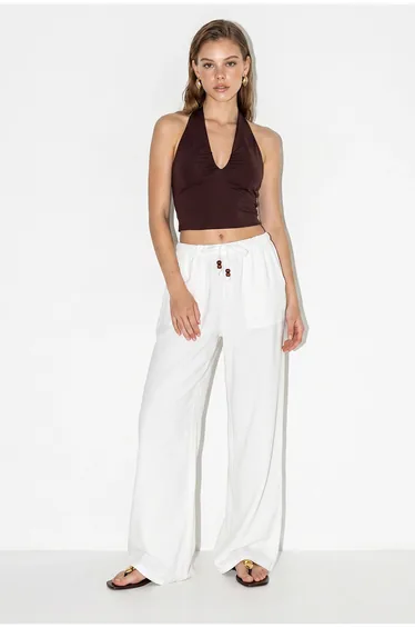 بنطلون بيانكو لوتشي أبيض بقصة عريضة