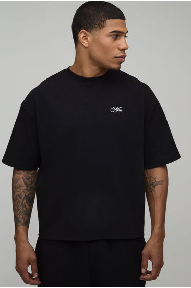 Boat Hire Embroidered Oversized Interlock T-shirt - black