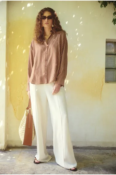 SOFT DRAPED STRIPED SHIRT