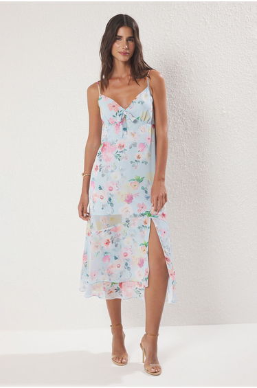 Light Blue Floral Woven Dress