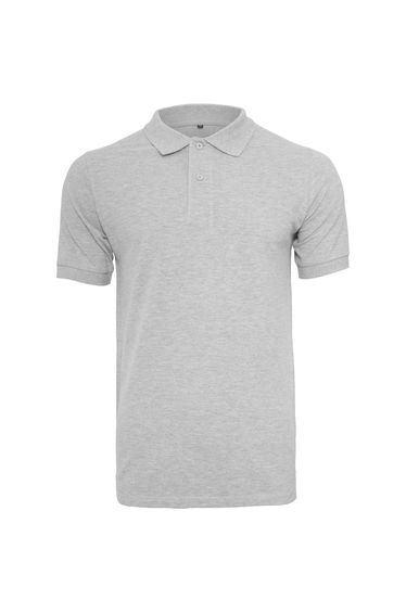 Mens Pique Fitted Polo Shirt - Heather Grey