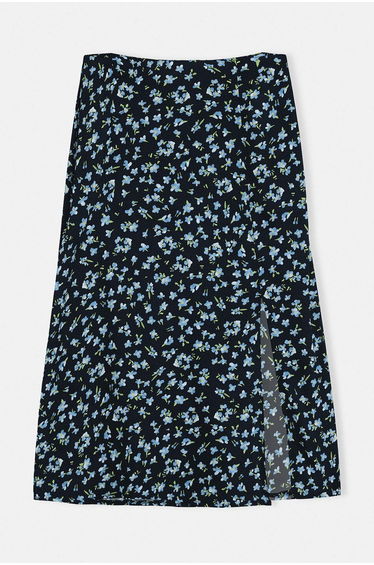 Navy Blue Woven Large Size Skirt