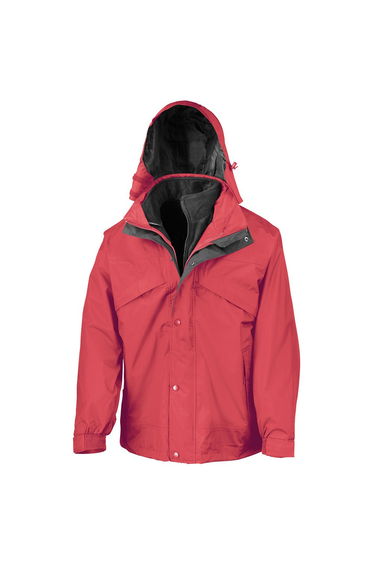 Result Mens Zip And Clip Waterproof 3 in 1 Jacket - Red/Black