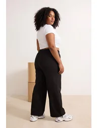 Black Slim Waist and Leg Stopper Detailed Jogger Plus Size Sweatpants - 5