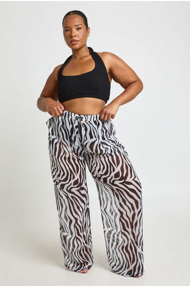 Plus Chiffon Beach Trouser - black