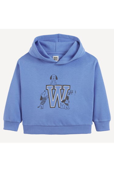 Text/Dog Print Fleece Hoodie