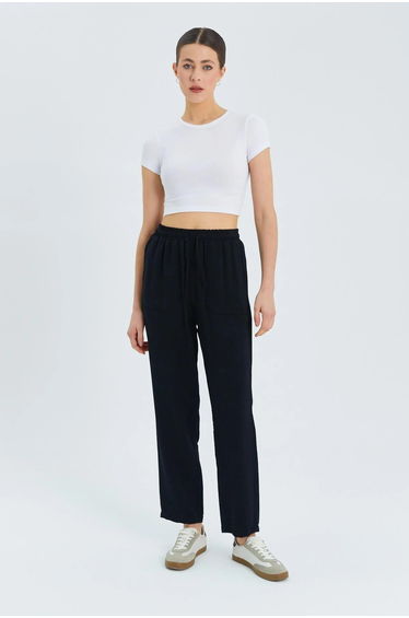 Mixray High Waist Carrot Fit Pants with Drawstring Waist
