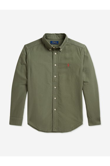 Ralph Lauren Boys Cotton Oxford Shirt in Green