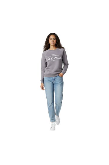 Jack Wills Womens/Ladies Hunston Graphic Crew Neck Sweatshirt - Grey Marl