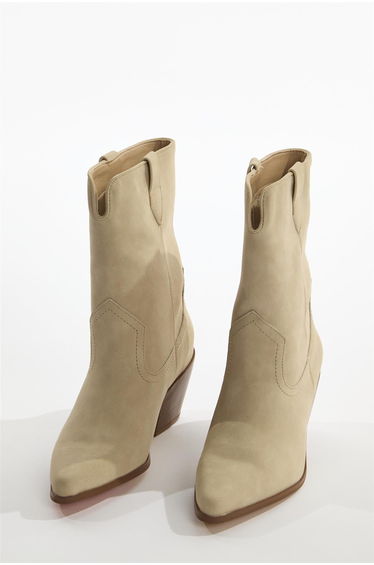 Cream Cowboy Ankle-Boots