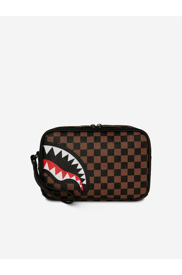 Sprayground Kids Check 2 Emboss Toiletry Bag in Brown (26cm)