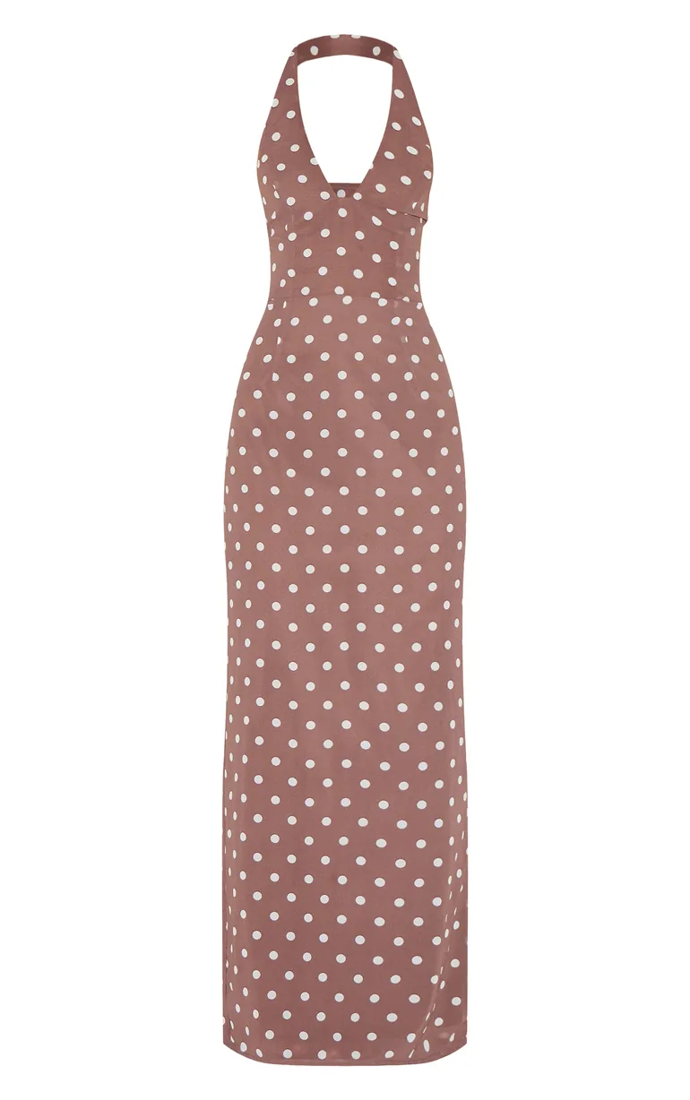 sachin and babi light blue dress Polka Dot Print Chiffon Maxi Dress with Scarf — Belo Salon & Blow Dry Bar main image 0