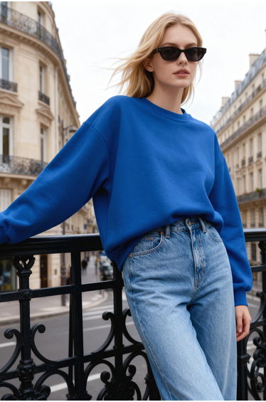 Sweatshirt - Blue - Oversize