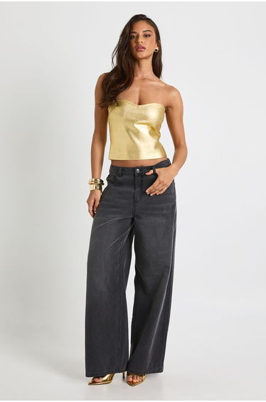 Metallic Bandage Bandeau Top - gold