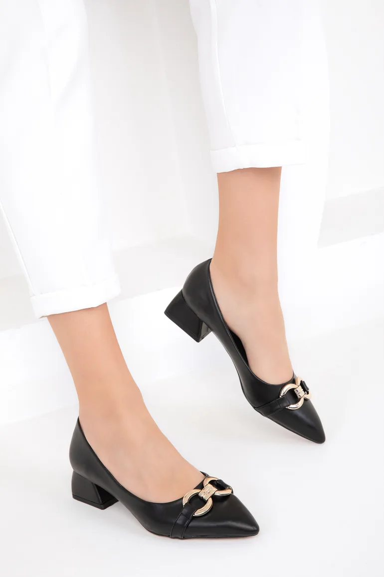 Women's Black Classic Heeled Shoes - 1