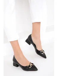 Women's Black Classic Heeled Shoes - 1