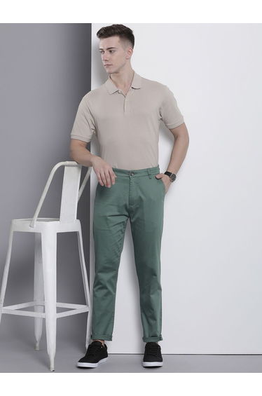 Men Green Mid Rise Slim Fit Chino Pants