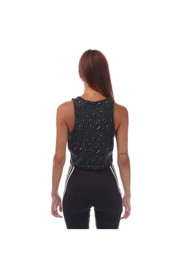 Women's adidas Essentials Animal-Print Crop Tank Top in Grey