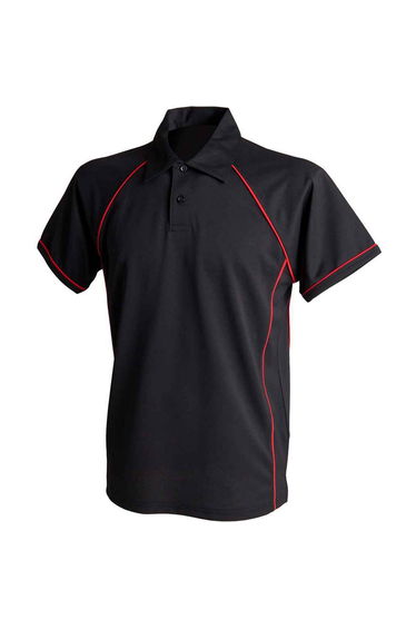 Finden & Hales Childrens/Kids Performance Contrast Piping Polo Shirt - Black/Red