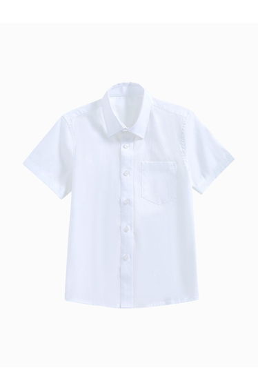 Girls' Short Sleeve Solid Color Shirt With Pocket