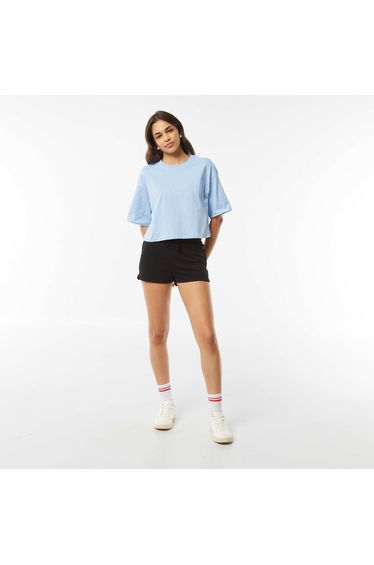 Plain lightweight sweatshirt fabric short shorts BLACK