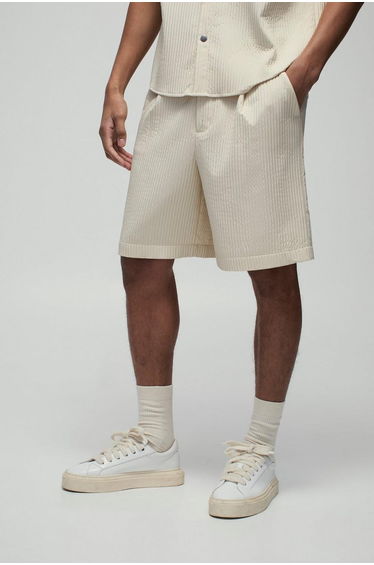 Oversized Technical Pleated Half Fixed Waistband Short