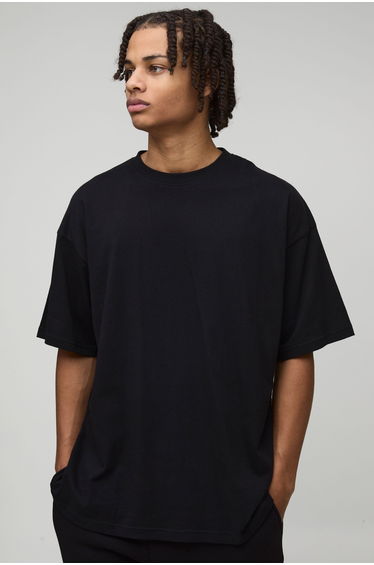Basic Oversized Crew Neck T-Shirt - black