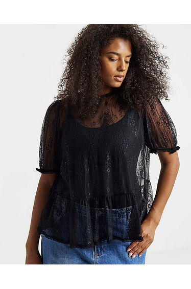 Lace Peplum Top