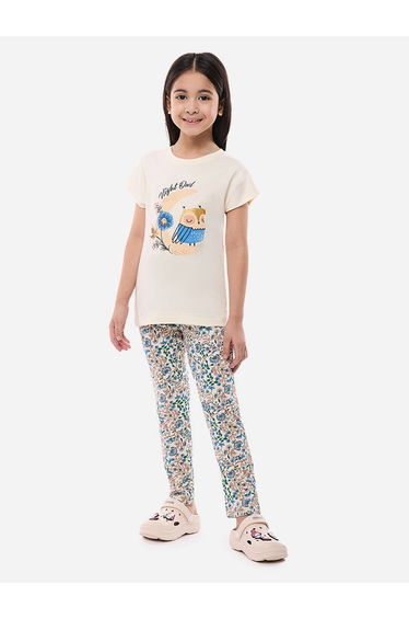 Graphic Print Short Sleeve T-Shirt and Leggings Set