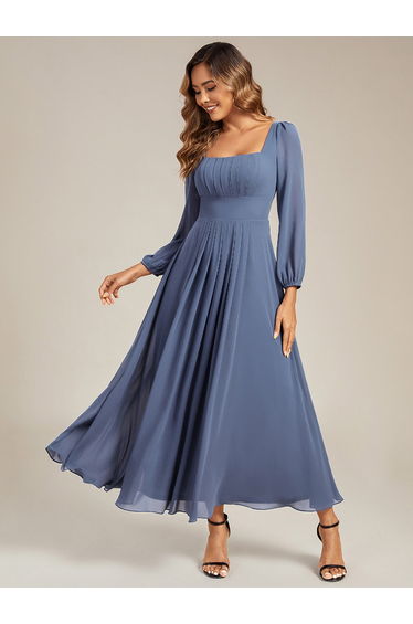 ever LYDIA|See-through Chiffon Lantern Sleeve Bridesmaid Dress