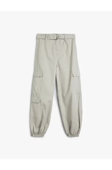 بنطلون رياضي قطن بحزام بجيوب كارغو 