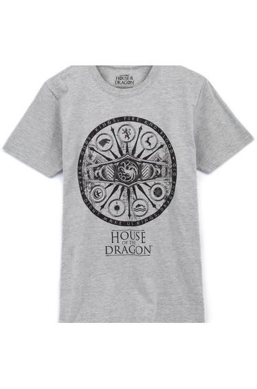 House Of The Dragon Mens Symbols Heather T-Shirt - Grey/Black