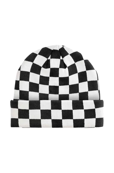 Beechfield Unisex Adult Checkerboard Beanie - Black/Soft White