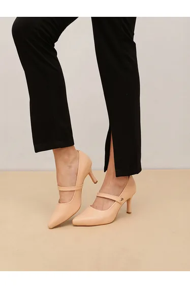 Women Pointed Toe Pumps with Snap Button