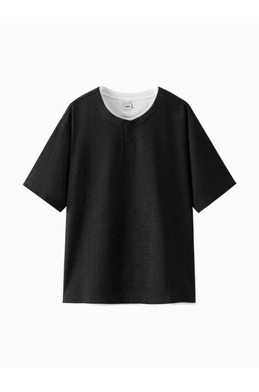 Men's Split Neck Short Sleeve T-Shirt
