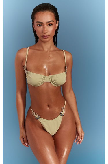 Sage Ring Trim Tanga Bikini Bottom