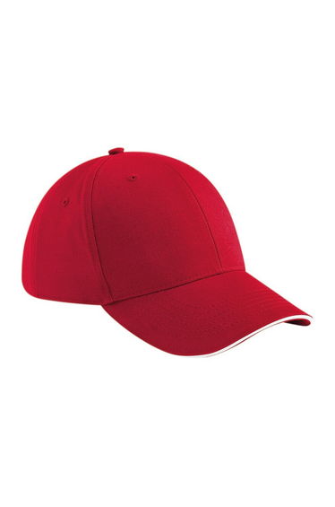 Beechfield Adults Unisex Athleisure Cotton Baseball Cap (Pack of 2) - Classic Red/White