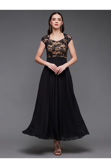 Black Maxi Dress with Lace Detail