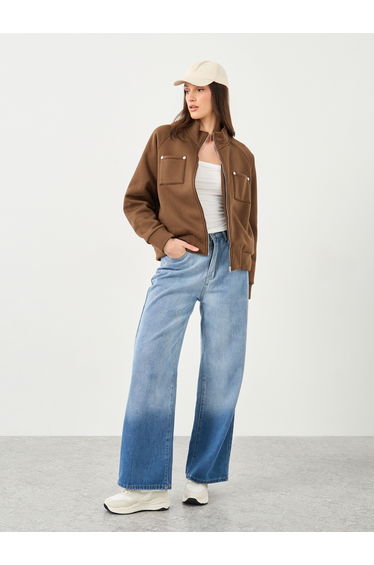 Regular Length Oversized High Neck Bomber Jacket