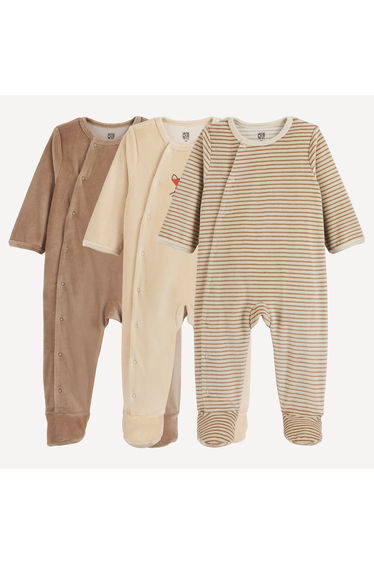 Pack of 3 Velour Sleepsuits
