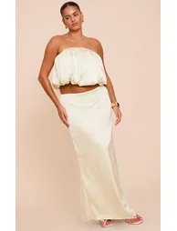 Plus Mint Green Satin Puffball Bandeau Top