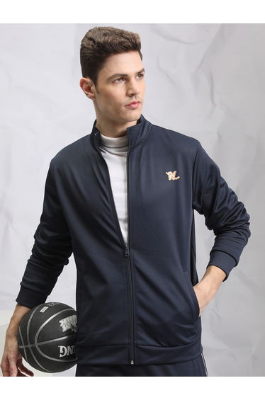 Logo Detail High Neck Zip Up Jacket