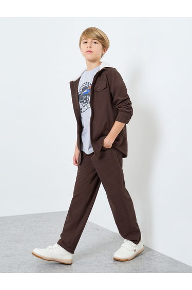 Teens Brown Corduroy Straight Leg Pants